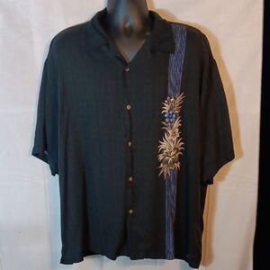 Men's Black and Blue Casual Shirt
